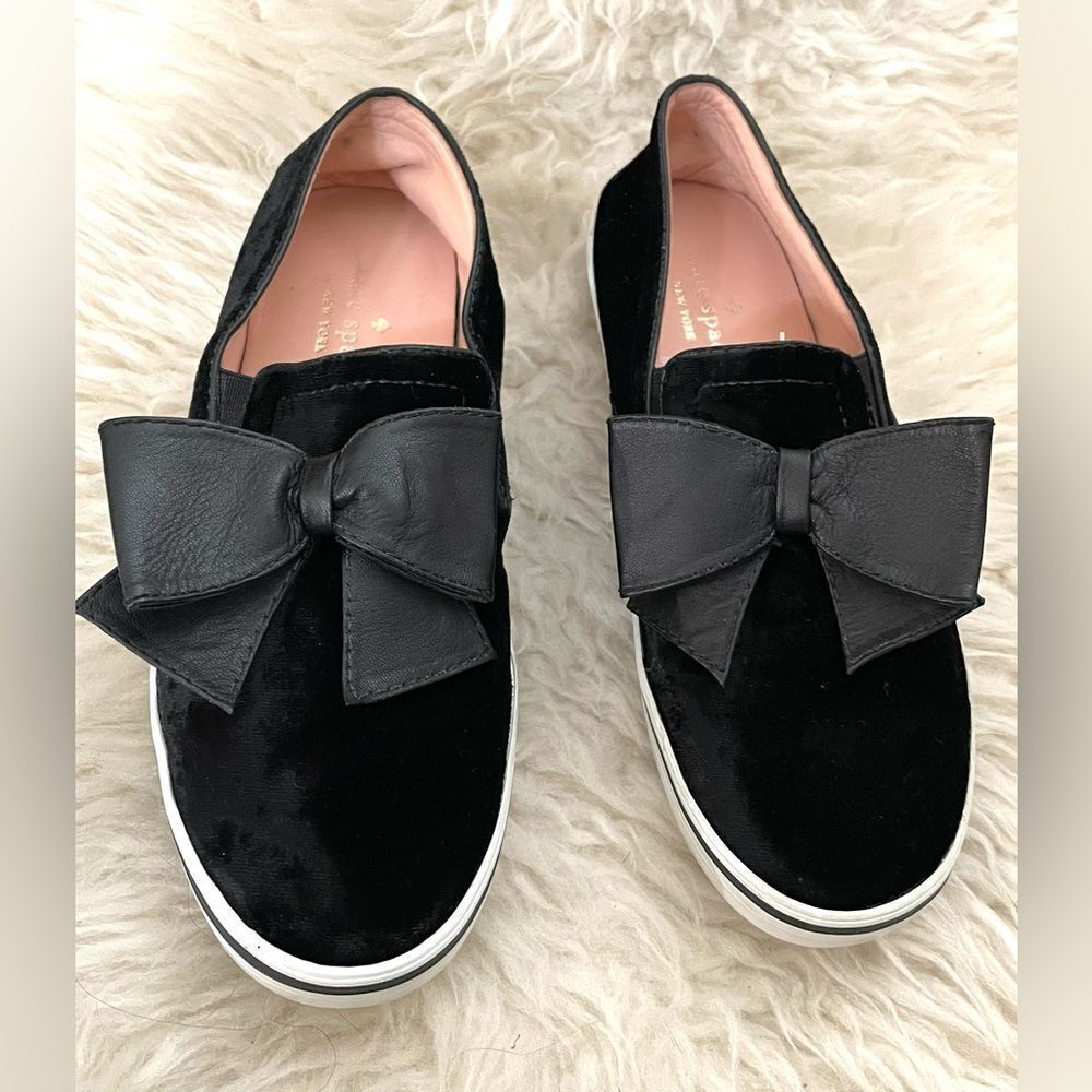 Kate Spade Delise Slip On Sneakers Velvet Leather Bow 7